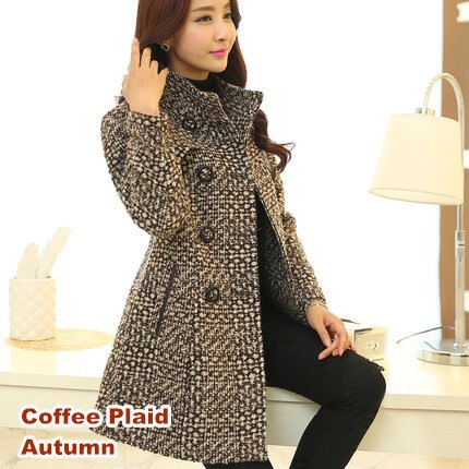 Women's Wool Melange Plaid Winter Coat - Wnkrs