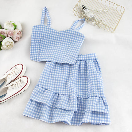 Women's Summer Plaid Two Pieces Sets - Wnkrs