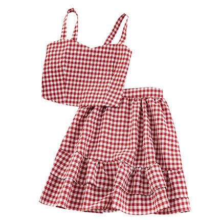 Women's Summer Plaid Two Pieces Sets - Wnkrs