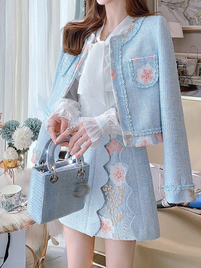 Fashion Embroidered Skirt Suit - Wnkrs