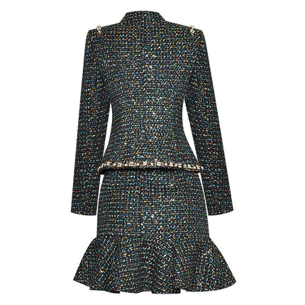 Fashion Tweed Long Skirt Suit - Wnkrs