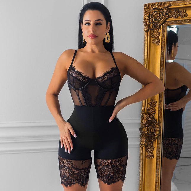 Women's Sleeveless Lace Playsuits - Wnkrs