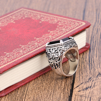 Men's Black Filled Silver Resin Ring - Wnkrs