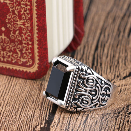 Men's Black Filled Silver Resin Ring - Wnkrs