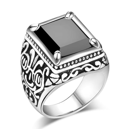 Men's Black Filled Silver Resin Ring - Wnkrs