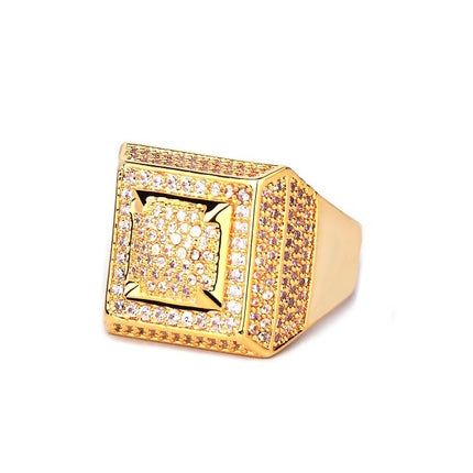 Men's Hip Hop Style Gold/Silver Zircon Ring - Wnkrs