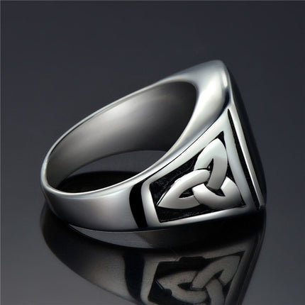 Square Steel Black Stone Titanium Ring for Men - Wnkrs