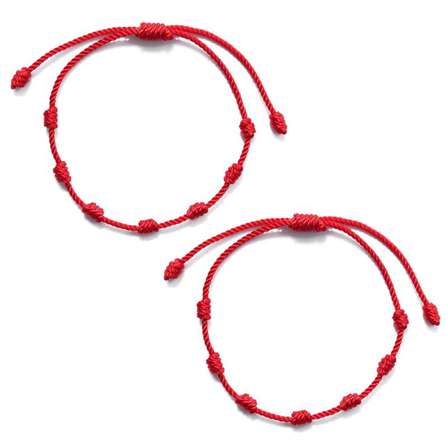 7 Knots Red String Luck Bracelets 2 pcs Set - wnkrs