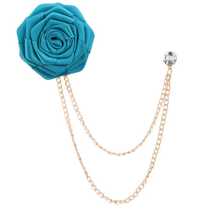 Colorful Rose Flower Lapel Pin with Chains - Wnkrs