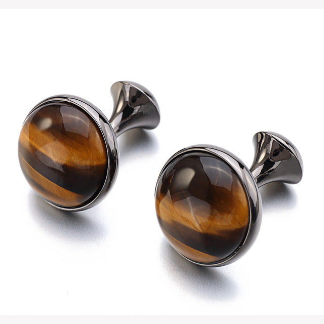 Luxurious Tiger Eye Stone Men's Cufflinks