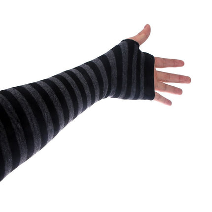 Women's Striped High Fingerless Gloves - Wnkrs