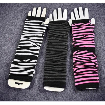 Women's Striped High Fingerless Gloves - Wnkrs