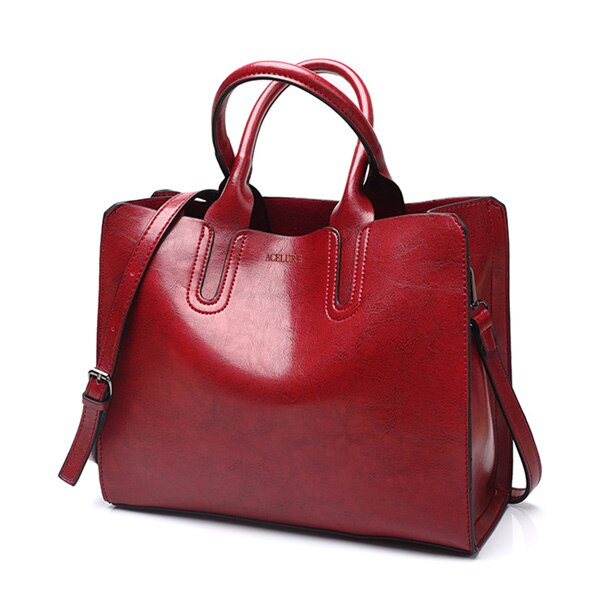 Women's Oil Leather Tote Shoulder Bag - Wnkrs