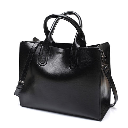 Women's Oil Leather Tote Shoulder Bag - Wnkrs