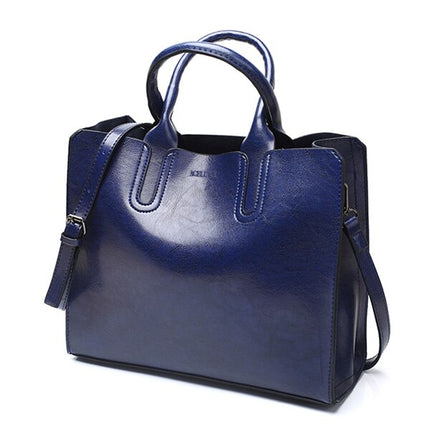 Women's Oil Leather Tote Shoulder Bag - Wnkrs