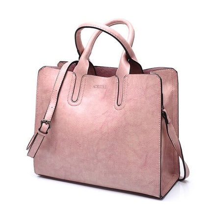 Women's Oil Leather Tote Shoulder Bag - Wnkrs