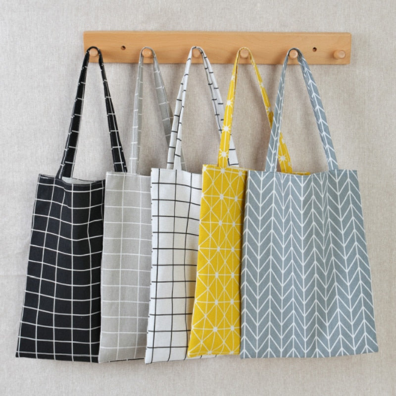 Geometric Pattern Canvas Tote Bag