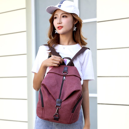 Women's Solid Color Canvas Backpack - Wnkrs