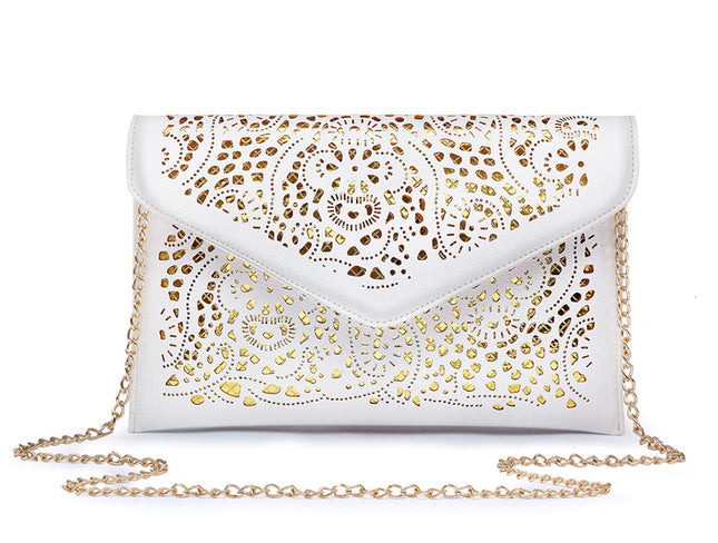 Fashion Envelope Shaped Leather Women's Clutch Bag with Chain - Wnkrs