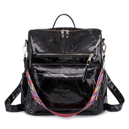 Women's Eco-Leather Backpack with Ethnic Style Strap - Wnkrs