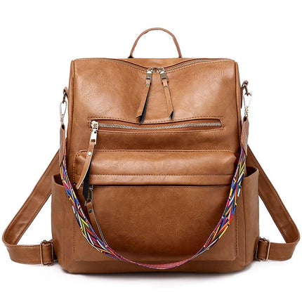 Women's Eco-Leather Backpack with Ethnic Style Strap - Wnkrs