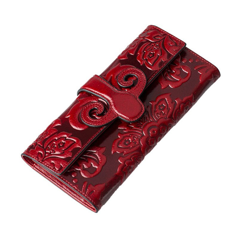 Chinese Style Genuine Leather Women's Hasp Purse