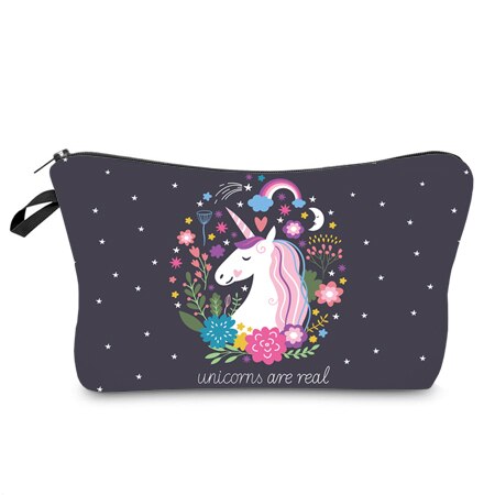 Unicorn Floral Printed Make-Up Cosmetic Bag - Wnkrs