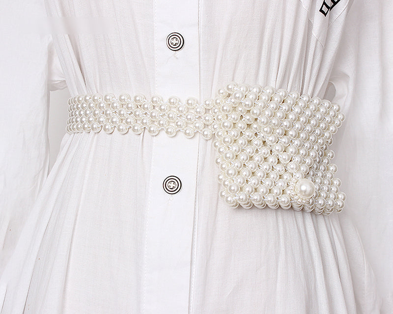Women's Beaded Elastic Belt Waist Bag