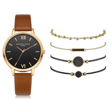 5pcs Woman Quartz Wristwatch with Bracelet - wnkrs