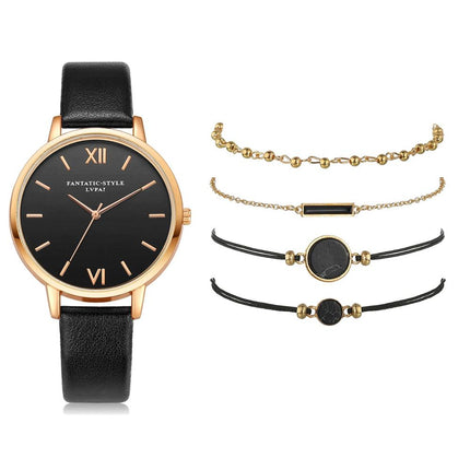 5pcs Woman Quartz Wristwatch with Bracelet - wnkrs