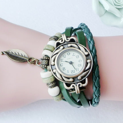 Vintage Dress Watch with Genuine Leather Bracelet - wnkrs