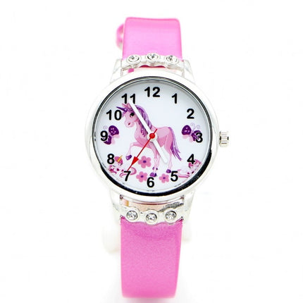 Unicorn Printed Girl's Quartz Wristwatch with Rhinestones - wnkrs