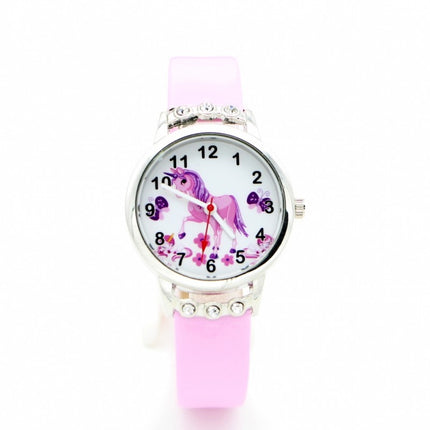 Unicorn Printed Girl's Quartz Wristwatch with Rhinestones - wnkrs