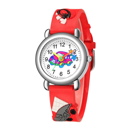 Cartoon Car Designed Round Watch for Kids - wnkrs