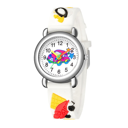 Cartoon Car Designed Round Watch for Kids - wnkrs