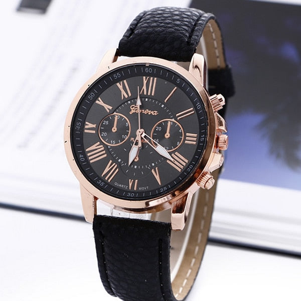 Unisex Fashion Faux Leather Quartz Watch