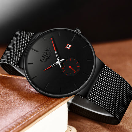 Ultra-Thin Black Quartz Wrist Watch for Men - wnkrs