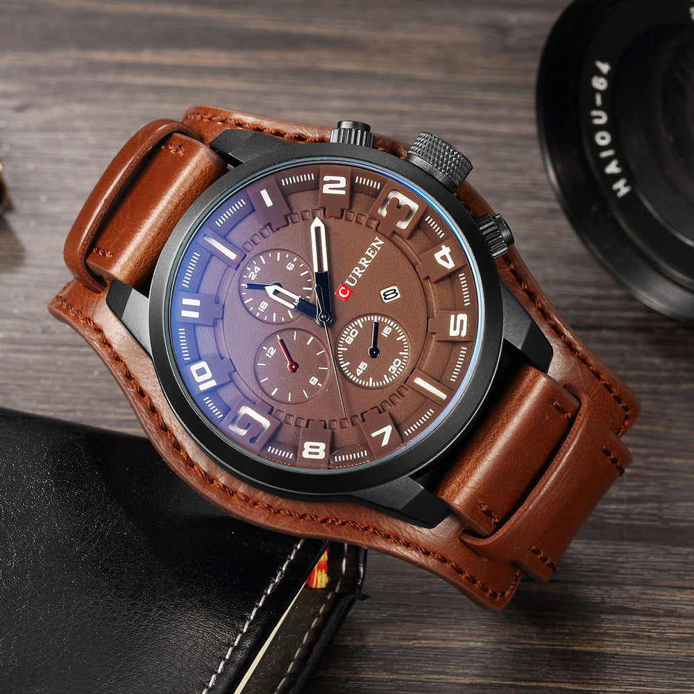 Men's Waterproof Round Sport Watch with Calendar