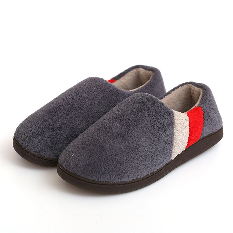 Men's Striped Plush Slippers