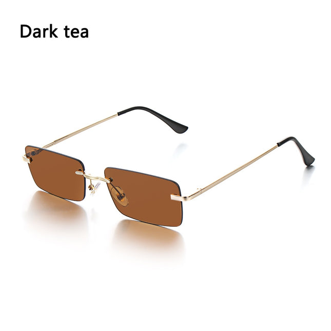 Women's Rectangle Shaped Rimless Sunglasses - wnkrs