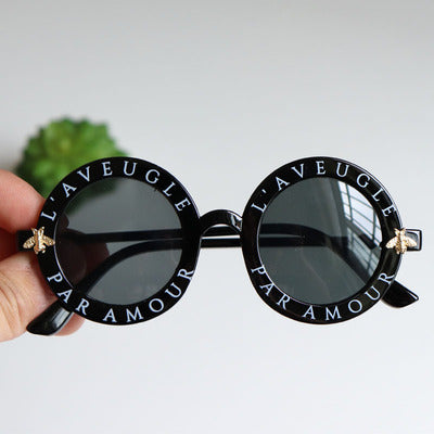 Girl's Summer Round Sunglasses with Letter Pattern