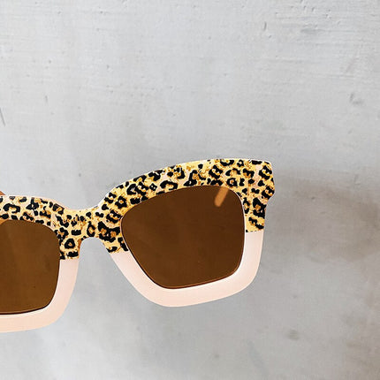 Retro Square Leopard Color-Block Sunglasses for Kids - Wnkrs