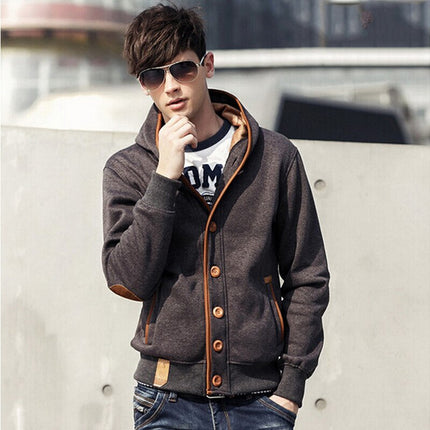 Men's Fleece Patch Hooded Cardigan - Wnkrs