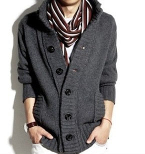 Men's Knitted V-Neck Thick Sweater - Wnkrs