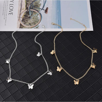 Gold Chain Butterfly Pendant Choker for Women - Wnkrs