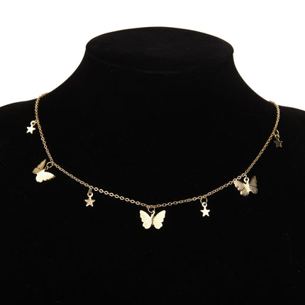 Gold Chain Butterfly Pendant Choker for Women - Wnkrs