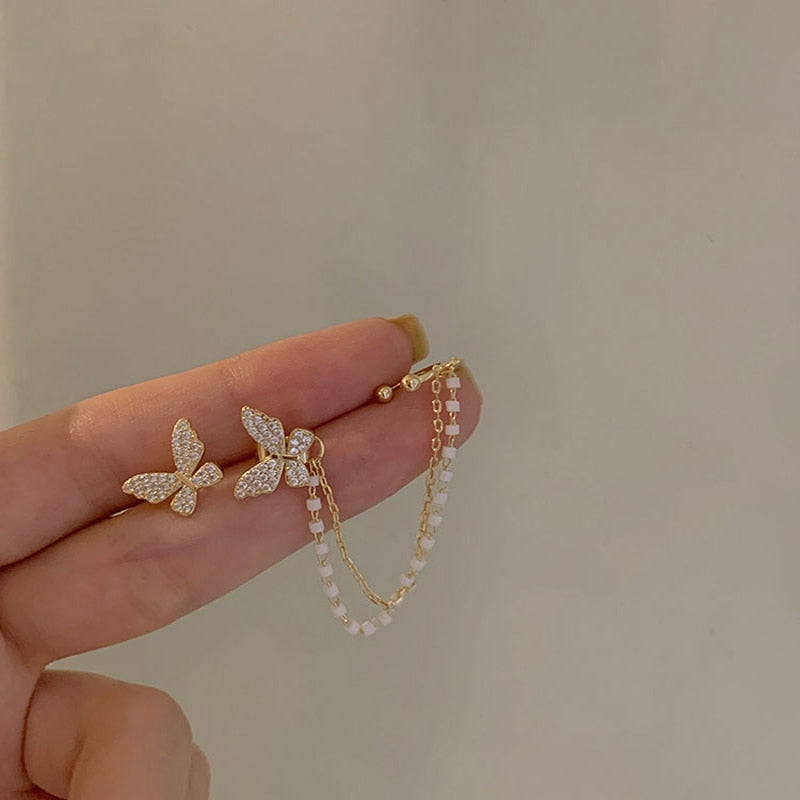 Women's Crystal Butterfly Stud Earrings