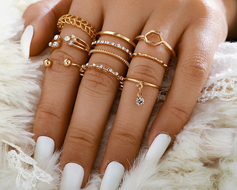 Geometric Patterned Rings Set