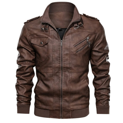 Men's Leather Jacket with Hood - Wnkrs