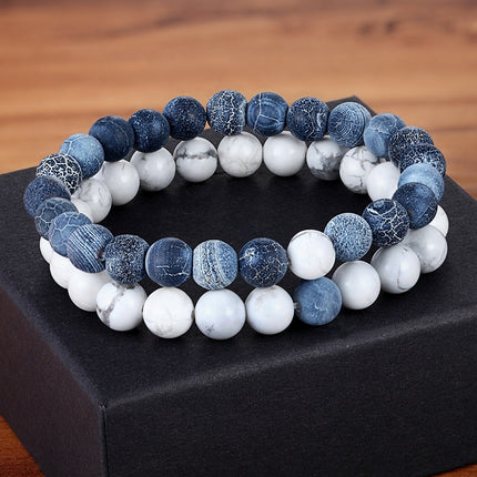 Natural Stone Beaded Bracelets Pair for Couples - Wnkrs